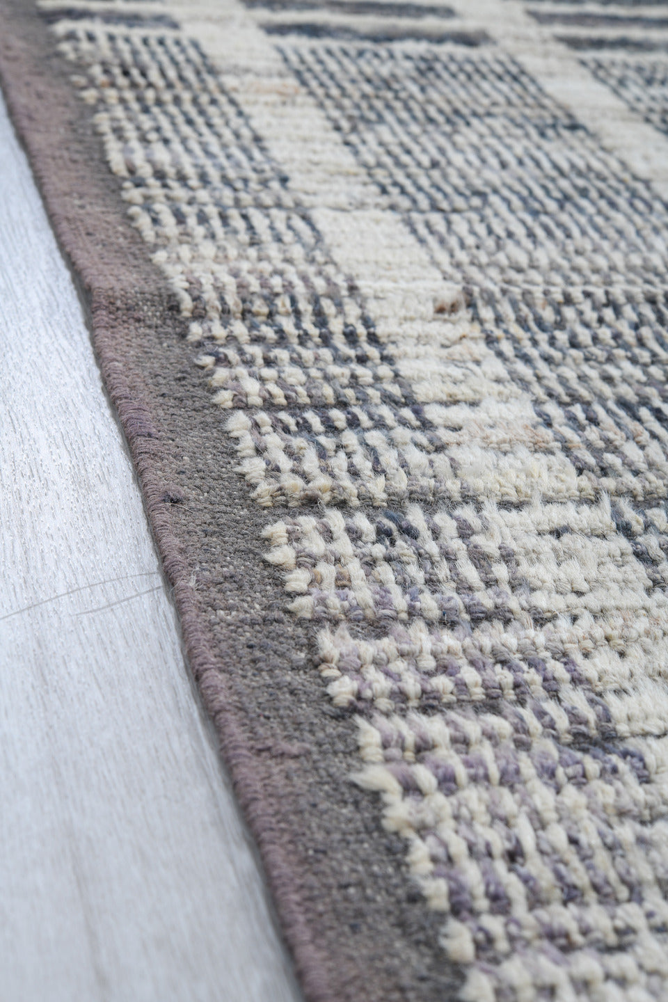 3' x 11' one-of-a-kind handmade vintage Tulu runner rug. Color palette: ivory, gray, taupe, charcoal, beige, black