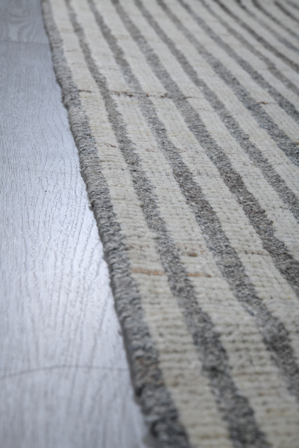 2' x 10' one-of-a-kind handmade vintage Tulu runner rug. Color palette: ivory, gray, taupe, cream, beige