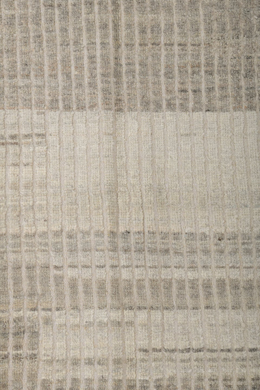 3' x 9' one-of-a-kind handmade vintage Tulu runner rug. Color palette: ivory, taupe, gray, cream, beige