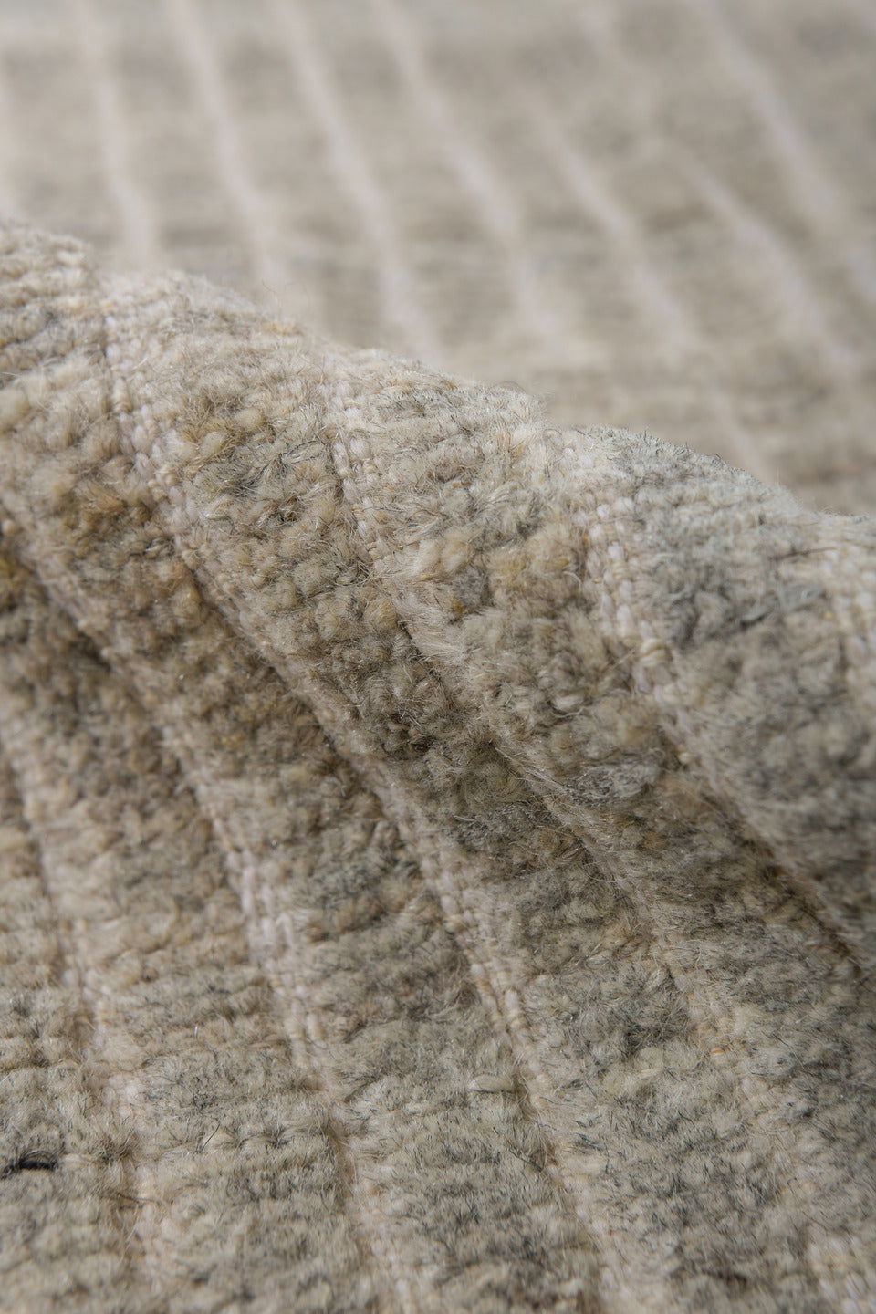 3' x 9' one-of-a-kind handmade vintage Tulu runner rug. Color palette: ivory, taupe, gray, cream, beige