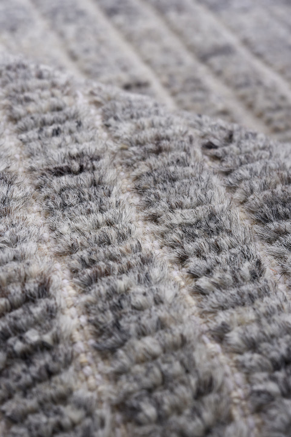 3' x 11' one-of-a-kind handmade vintage Tulu runner rug. Color palette: ivory, slate, taupe, gray, charcoal, beige, black