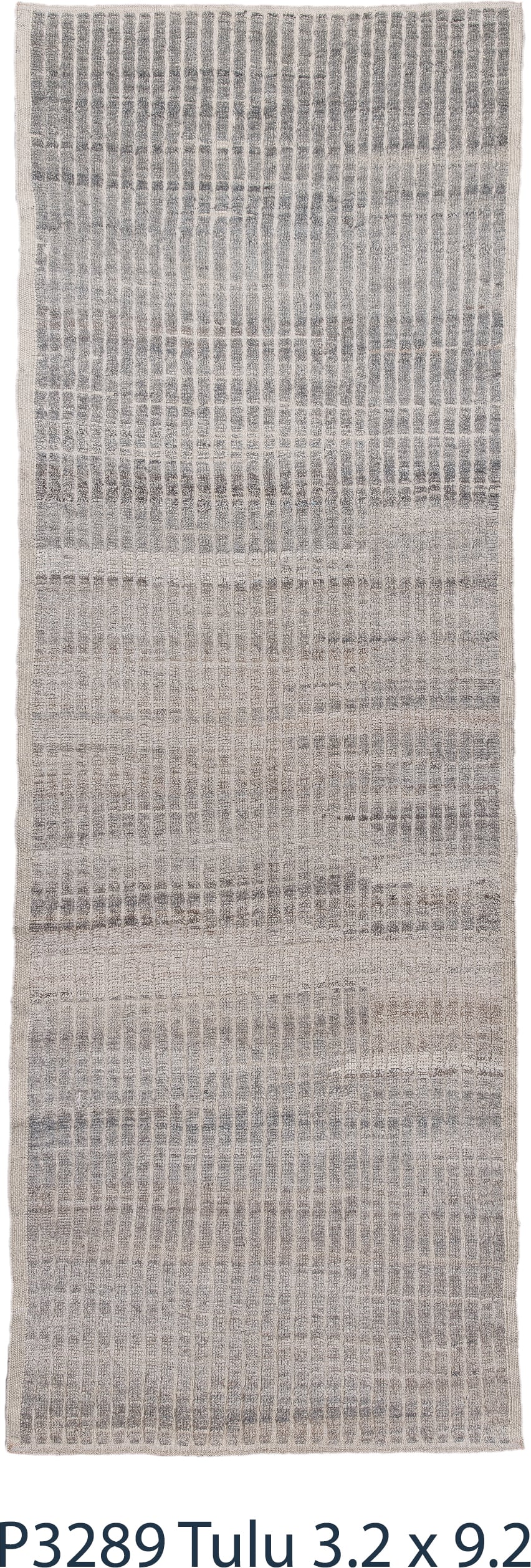 3' x 9' one-of-a-kind handmade vintage Tulu runner rug. Color palette: ivory, gray, taupe, charcoal, beige, black