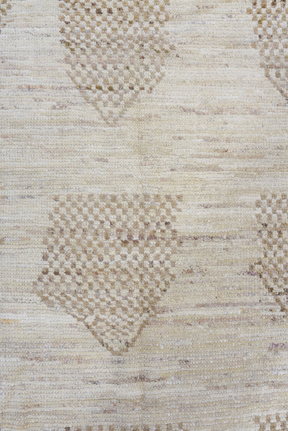 3' x 10' one-of-a-kind handmade vintage Tulu runner rug. Color palette: ivory, taupe, beige, cream, gray