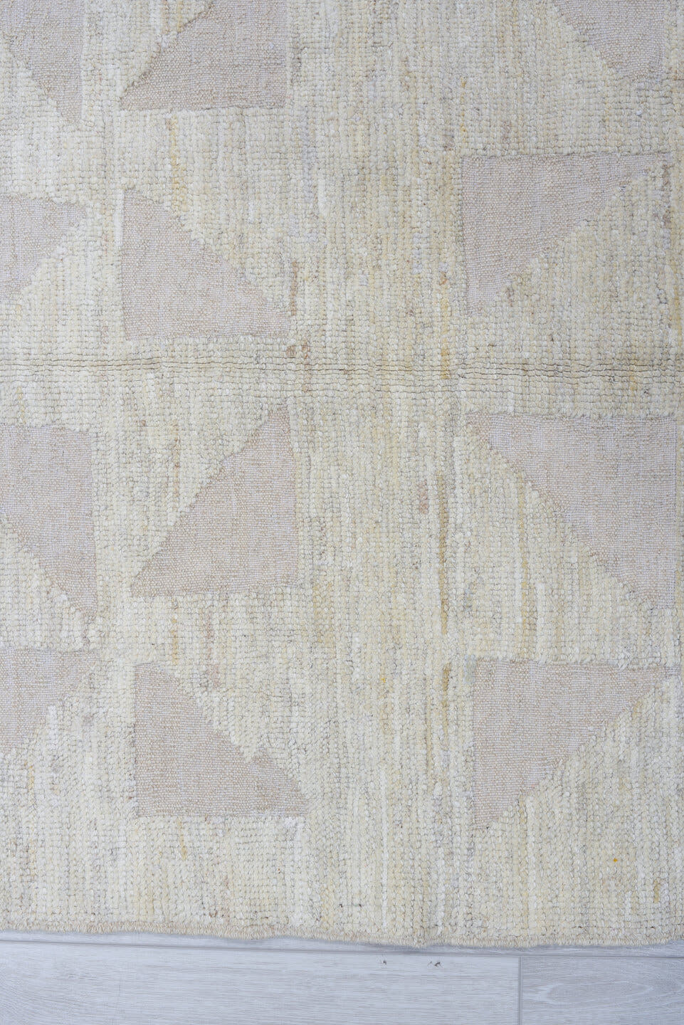 3' x 11' one-of-a-kind handmade vintage Tulu runner rug. Color palette: ivory, cream, beige, taupe, gray