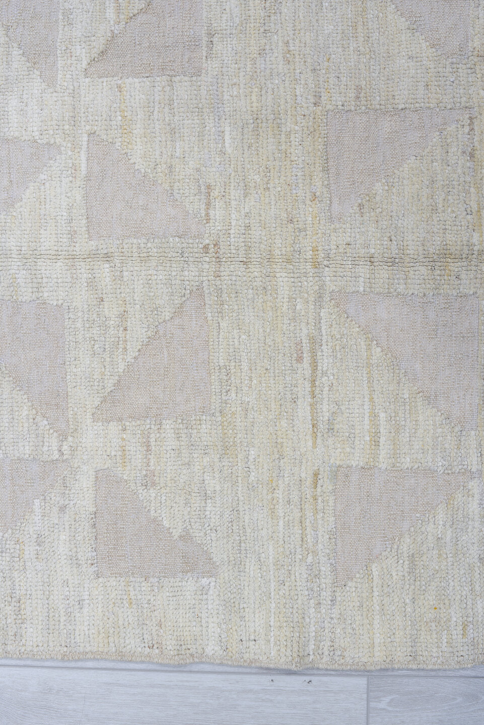 3' x 11' one-of-a-kind handmade vintage Tulu runner rug. Color palette: ivory, cream, beige, taupe, gray