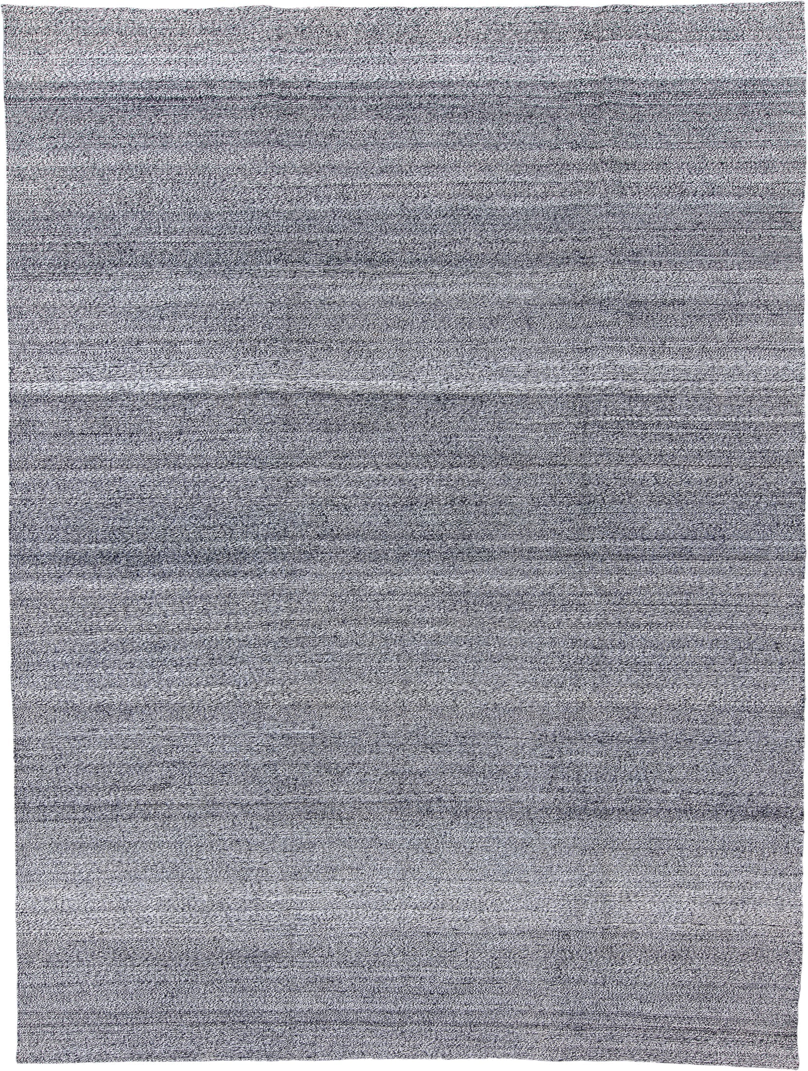 9' x 12' one-of-a-kind handmade vintage Tulu large size rug. Color palette: gray, charcoal, ivory, black