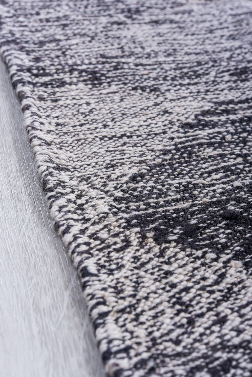 4' x 8' one-of-a-kind handmade vintage Kilim runner rug. Color palette: gray, charcoal, ivory, slate, black