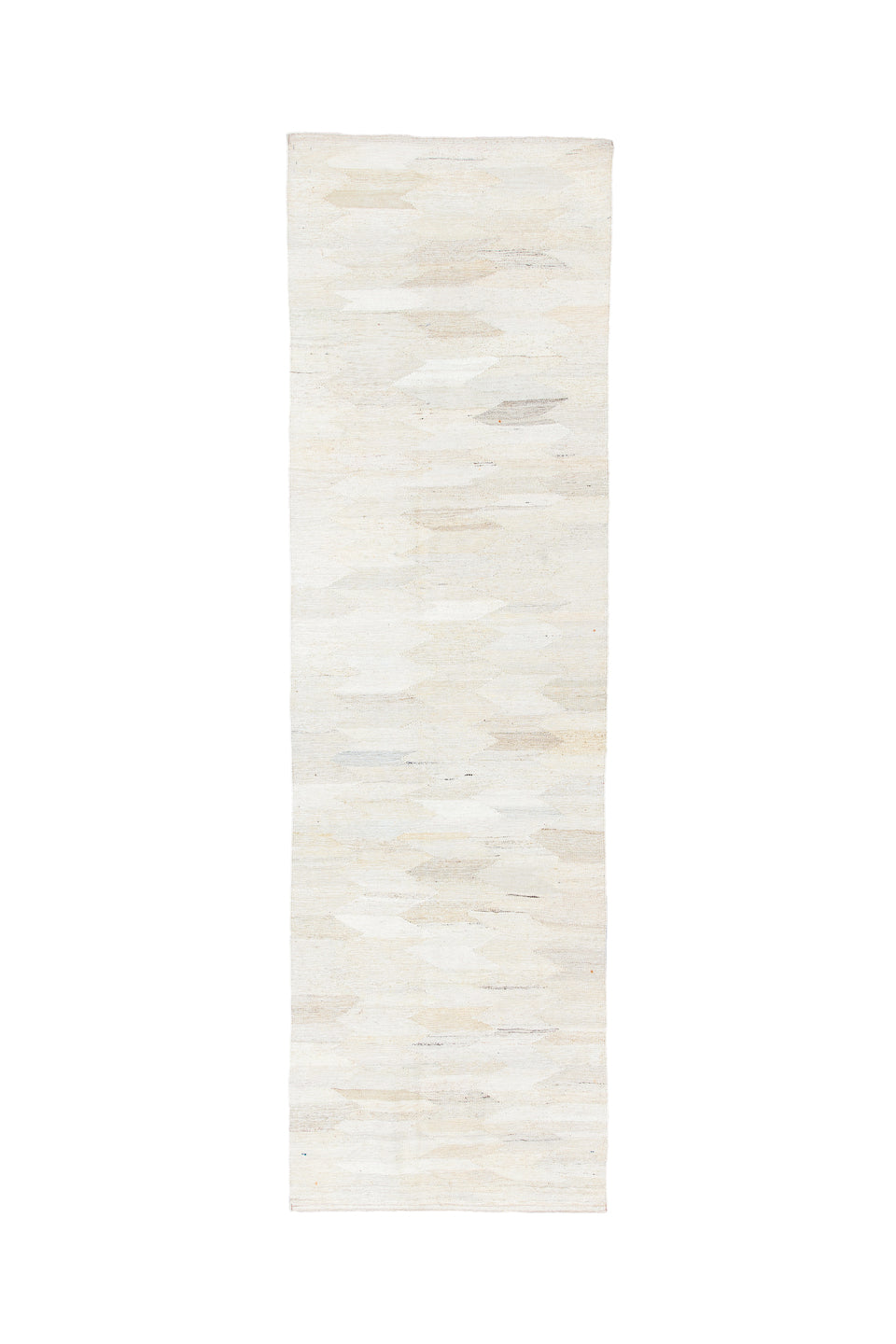 2' x 9' one-of-a-kind handmade vintage Kilim runner rug. Color palette: dark gray, gainsboro, gray, light blue, light gray