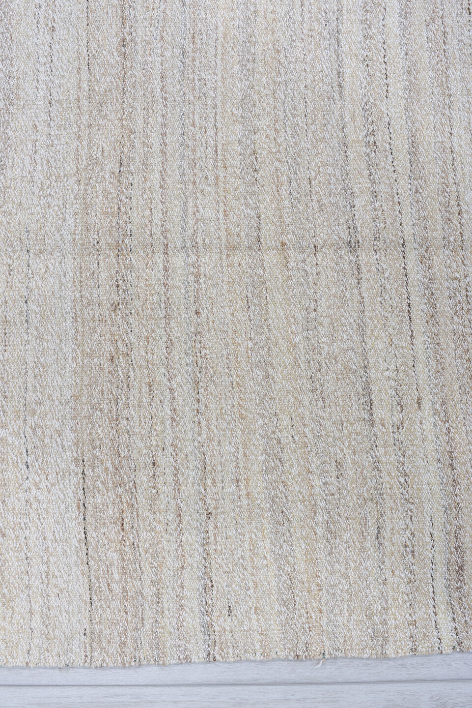3' x 5' one-of-a-kind handmade vintage Kilim small size rug. Color palette: ivory, cream, taupe, gray, beige
