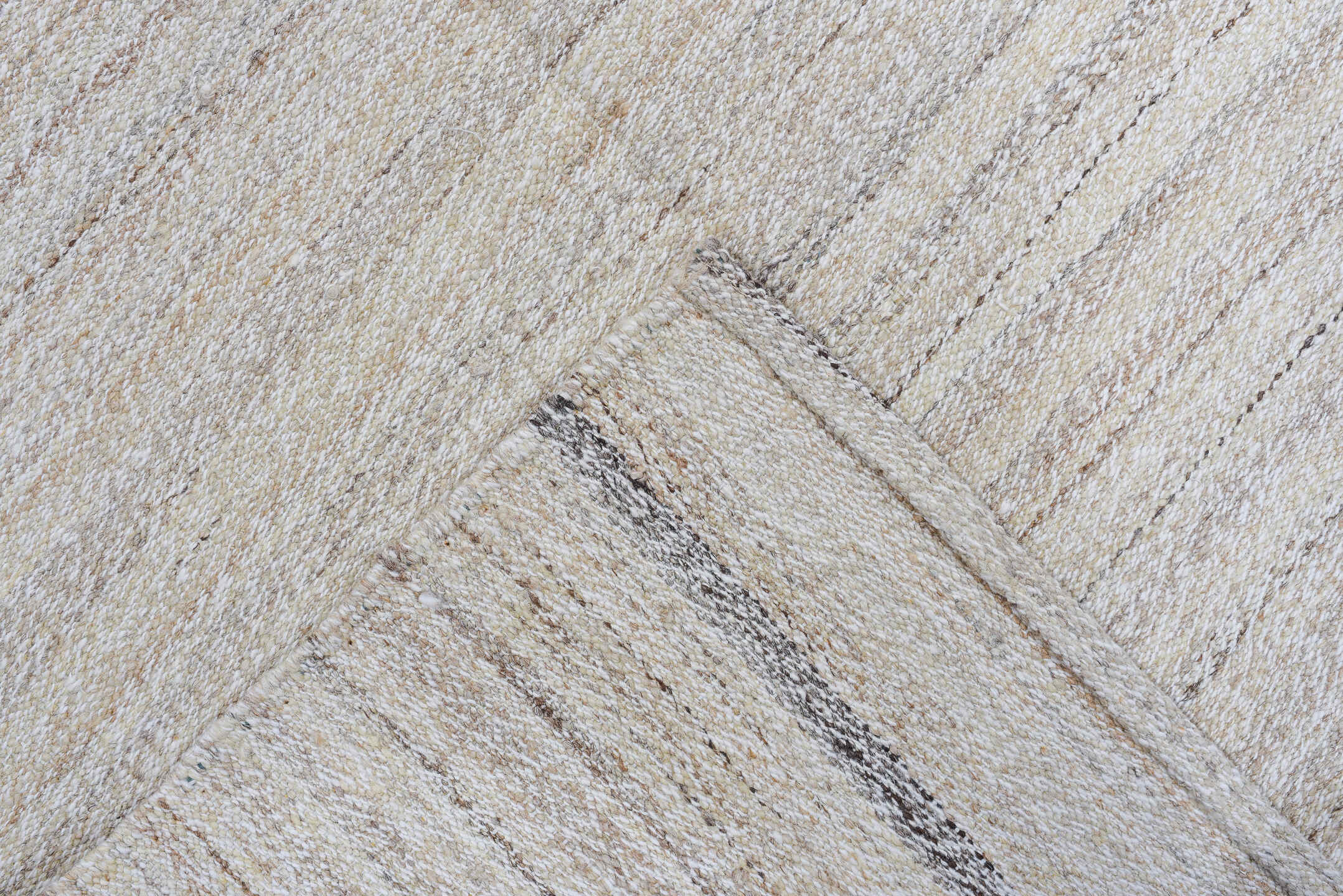 3' x 5' one-of-a-kind handmade vintage Kilim small size rug. Color palette: ivory, cream, taupe, gray, beige