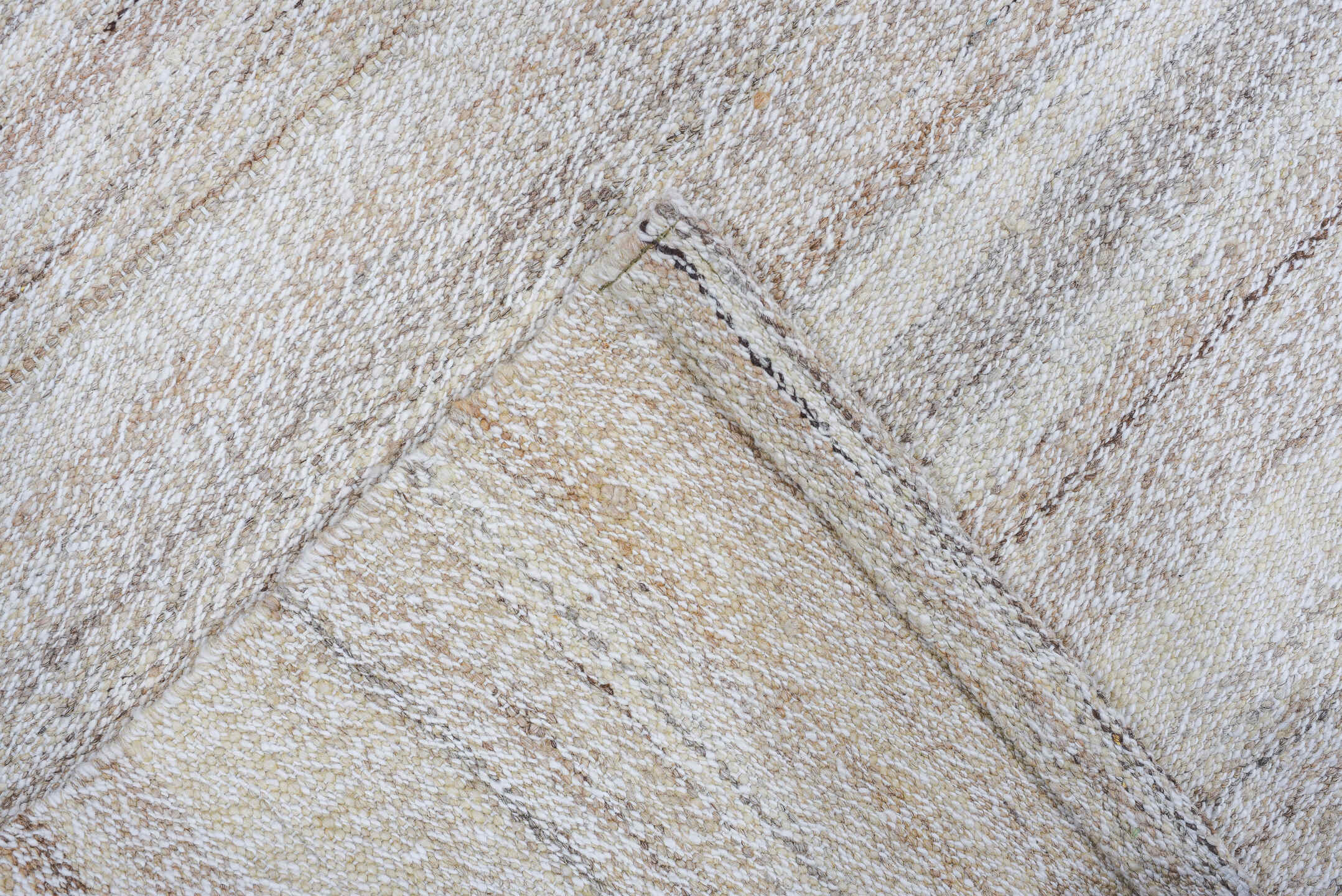 2' x 5' one-of-a-kind handmade vintage Kilim small size rug. Color palette: ivory, cream, taupe, light_gray, beige, gray