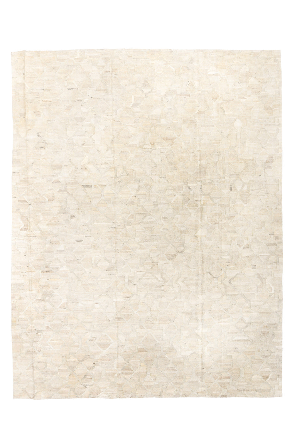 10' x 13' one-of-a-kind handmade vintage Kilim large size rug. Color palette: antiquewhite, beige, brown, dark gray, gray