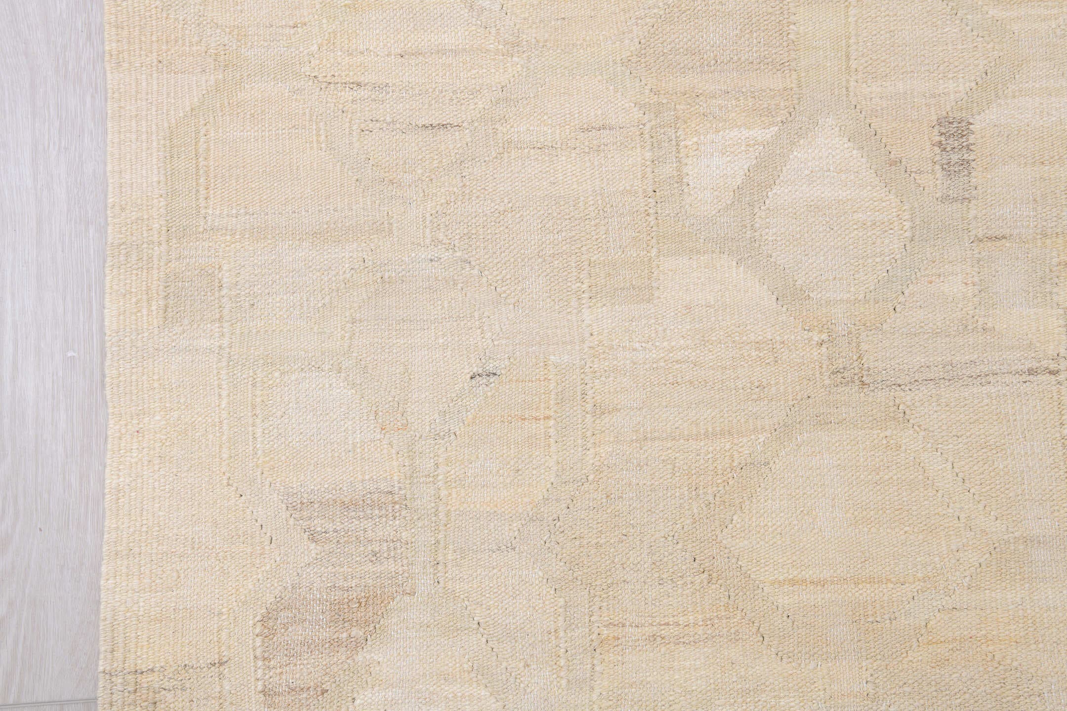 10' x 13' one-of-a-kind handmade vintage Kilim large size rug. Color palette: ivory, cream, beige, taupe, sand, light gray