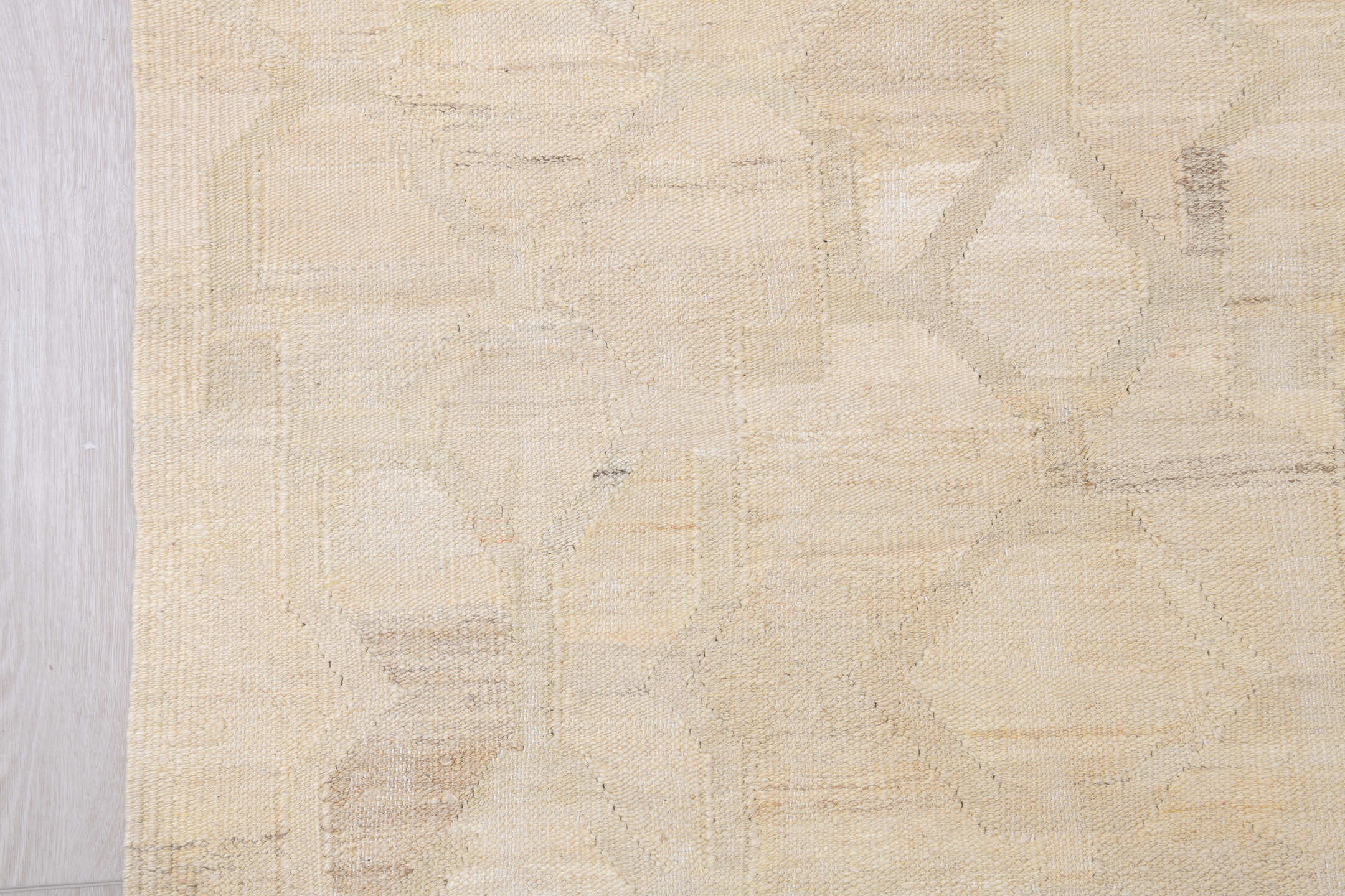 10' x 13' one-of-a-kind handmade vintage Kilim large size rug. Color palette: ivory, cream, beige, taupe, sand, light gray