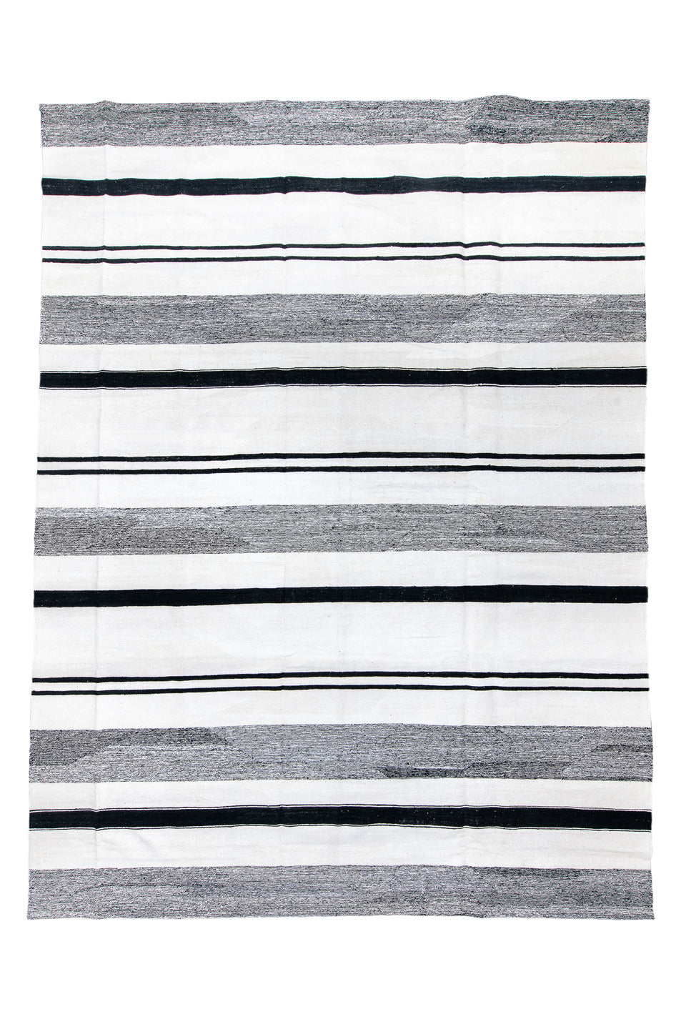 11' x 15' one-of-a-kind handmade vintage Tulu oversize rug. Color palette: blue, dark gray, gainsboro, gray, light gray