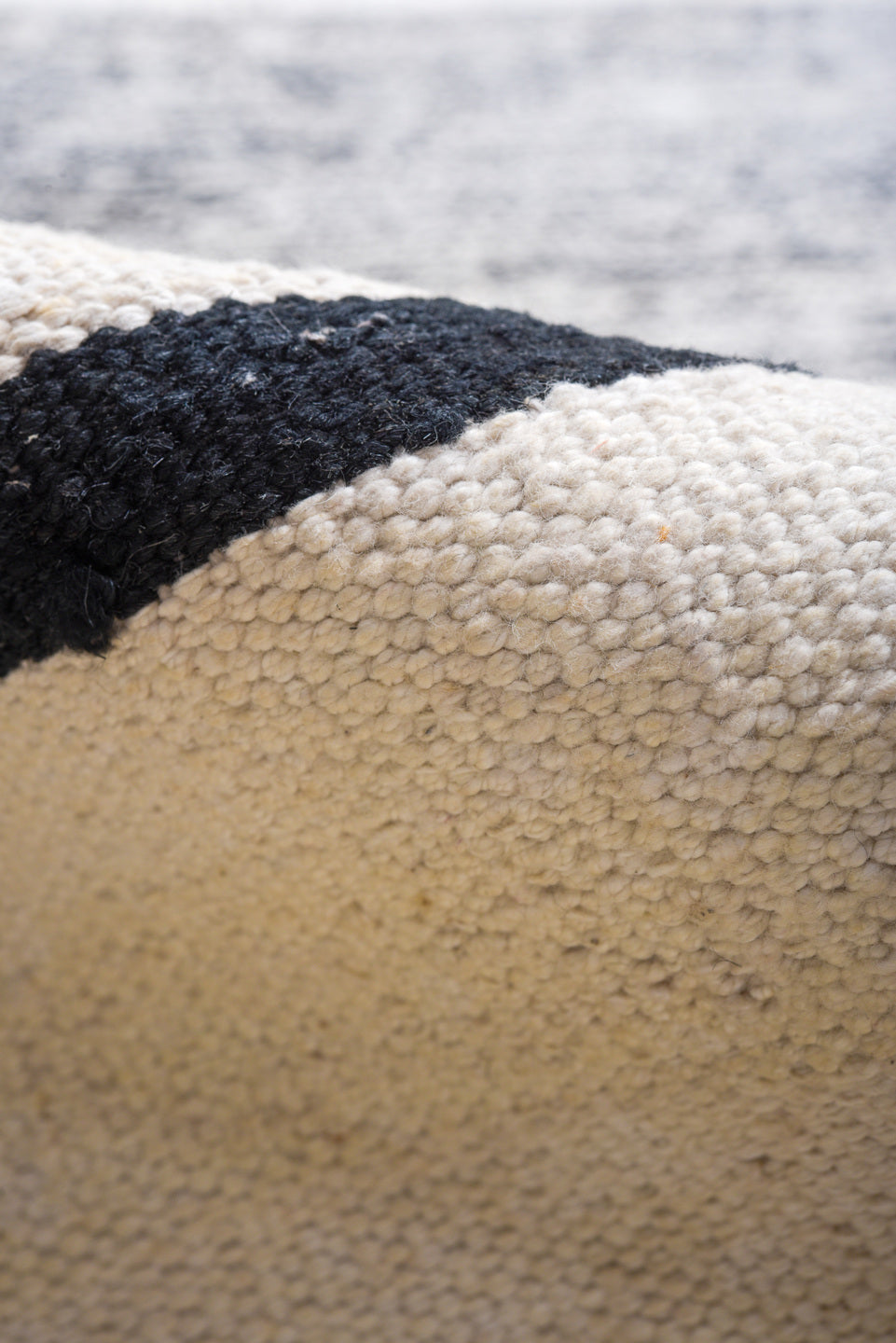 11' x 15' one-of-a-kind handmade vintage Tulu oversize rug. Color palette: ivory, charcoal, black, gray