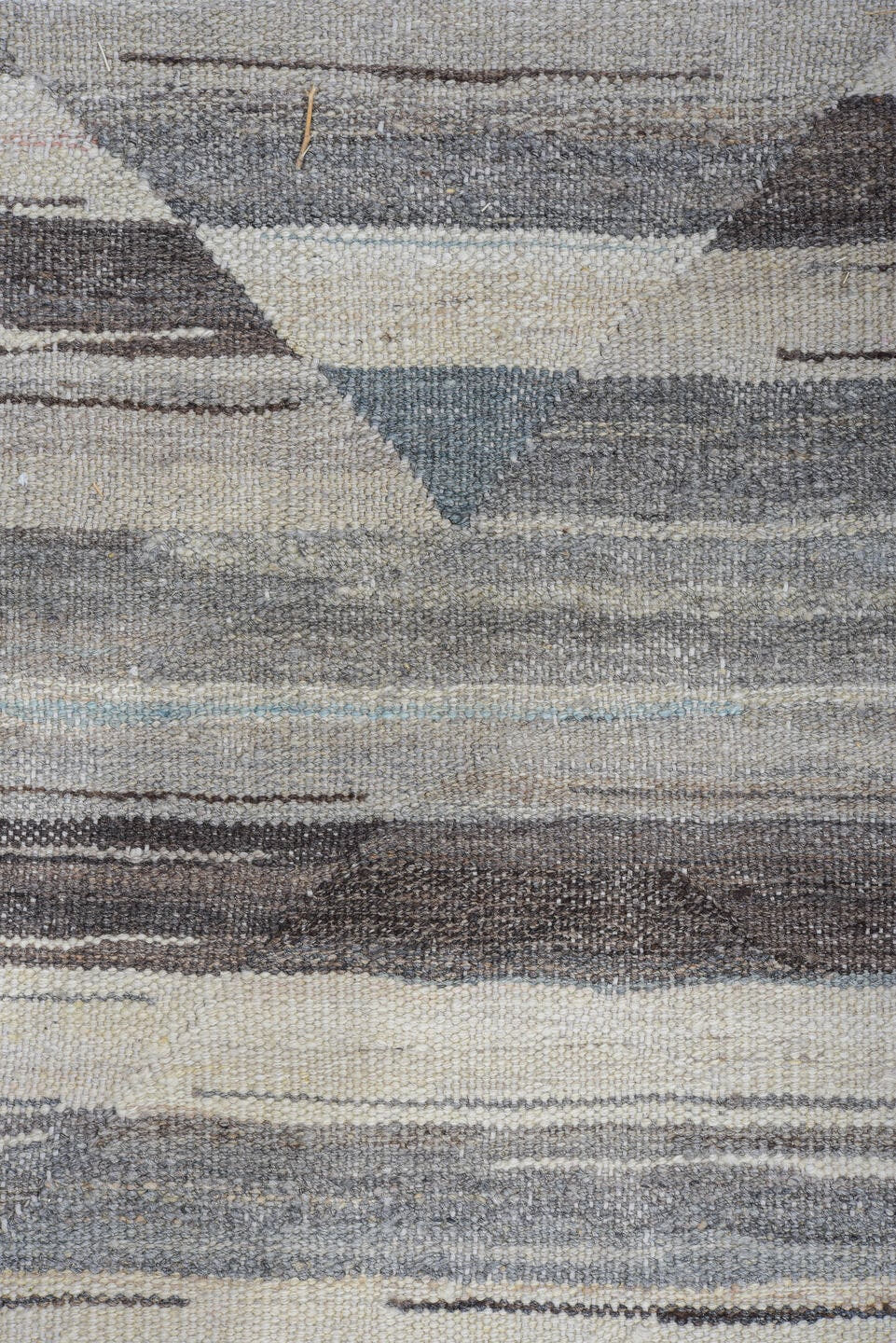 9' x 13' one-of-a-kind handmade vintage Tulu large size rug. Color palette: gray, ivory, charcoal, pale_blue, taupe, black