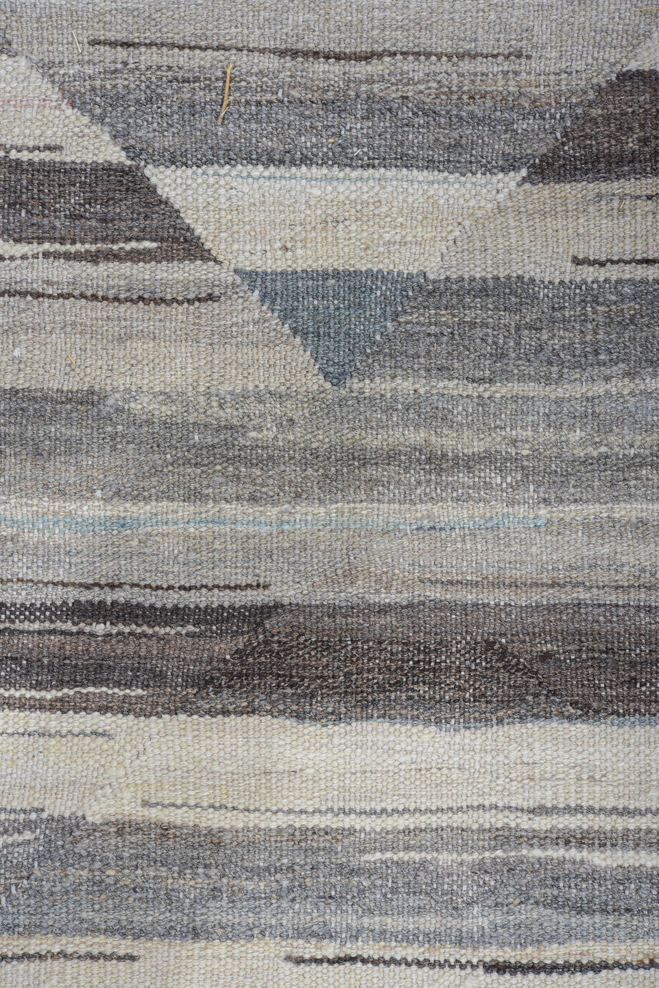 9' x 13' one-of-a-kind handmade vintage Tulu large size rug. Color palette: arapawa, black, blue, charcoal, dim gray, gray