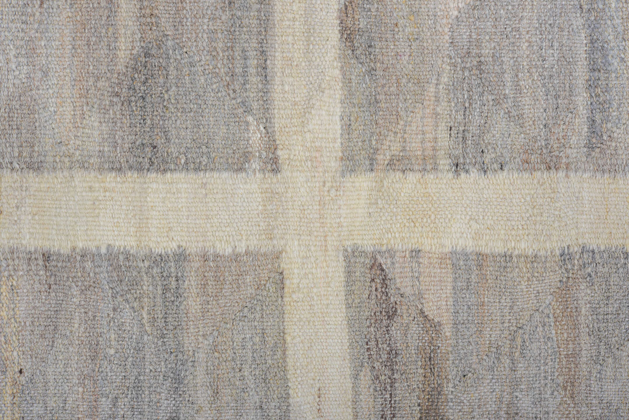 9' x 11' one-of-a-kind handmade vintage Kilim large size rug. Color palette: dark gray, gray, light blue, light gray