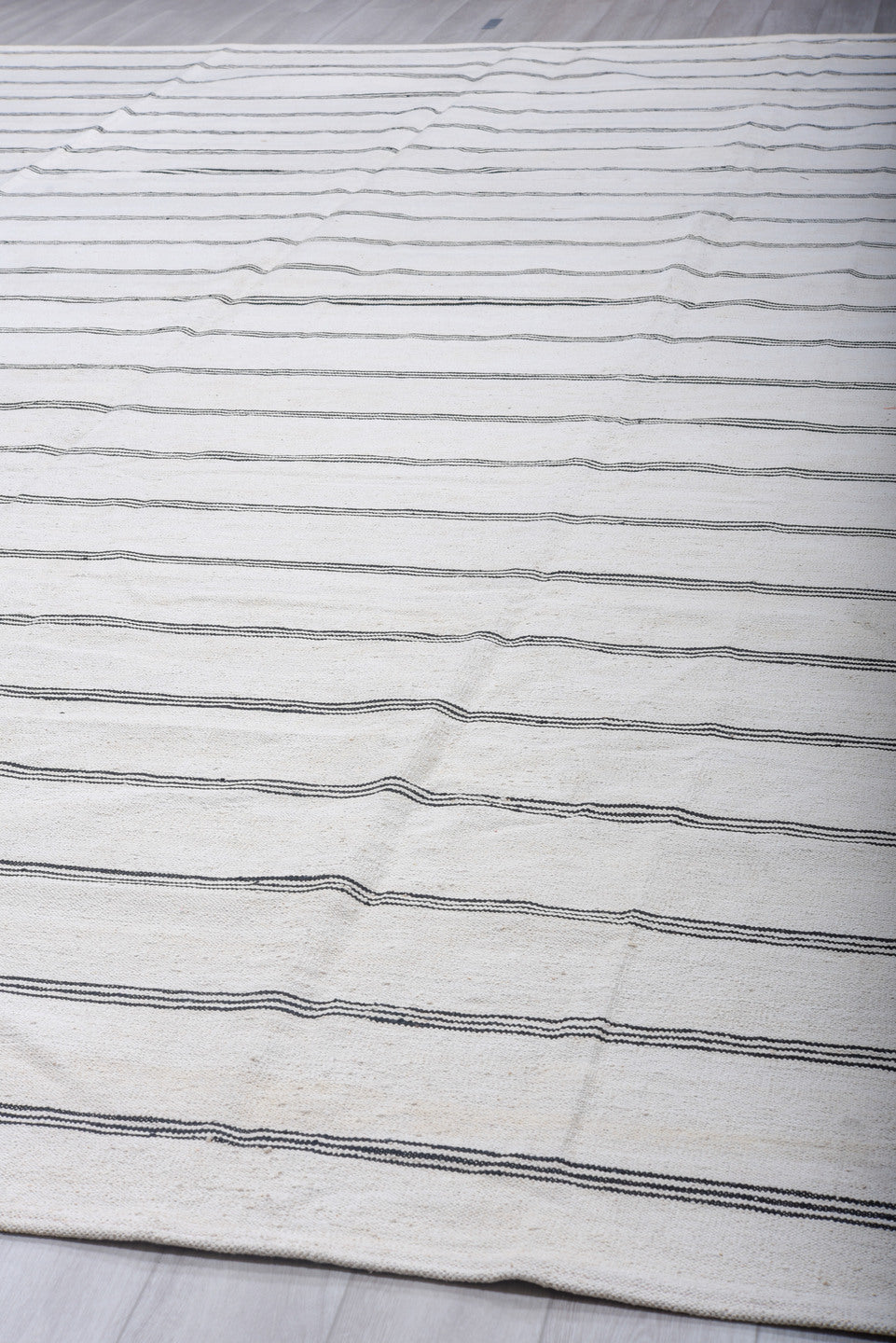 12' x 19' one-of-a-kind handmade vintage Kilim oversize rug. Color palette: ivory, charcoal, teal, rose, gray, black, pink