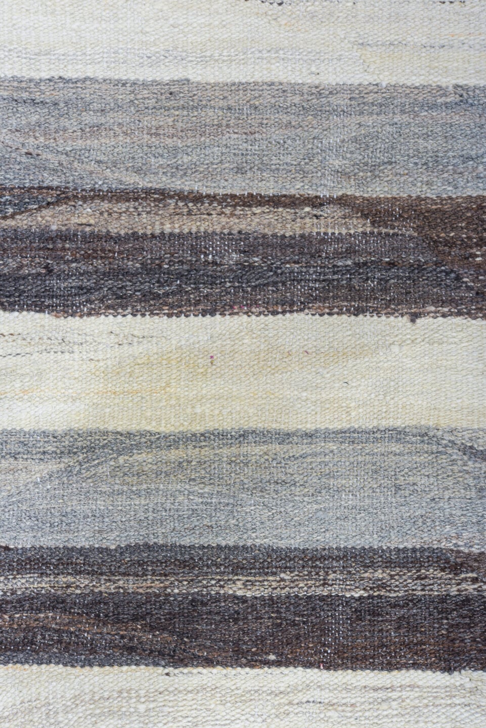 14' x 20' one-of-a-kind handmade vintage Tulu oversize rug. Color palette: ivory, taupe, brown, gray, charcoal, beige, black
