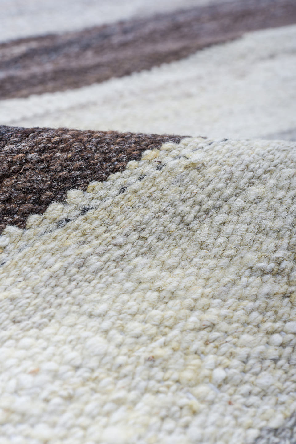 14' x 20' one-of-a-kind handmade vintage Tulu oversize rug. Color palette: ivory, taupe, brown, gray, charcoal, beige, black