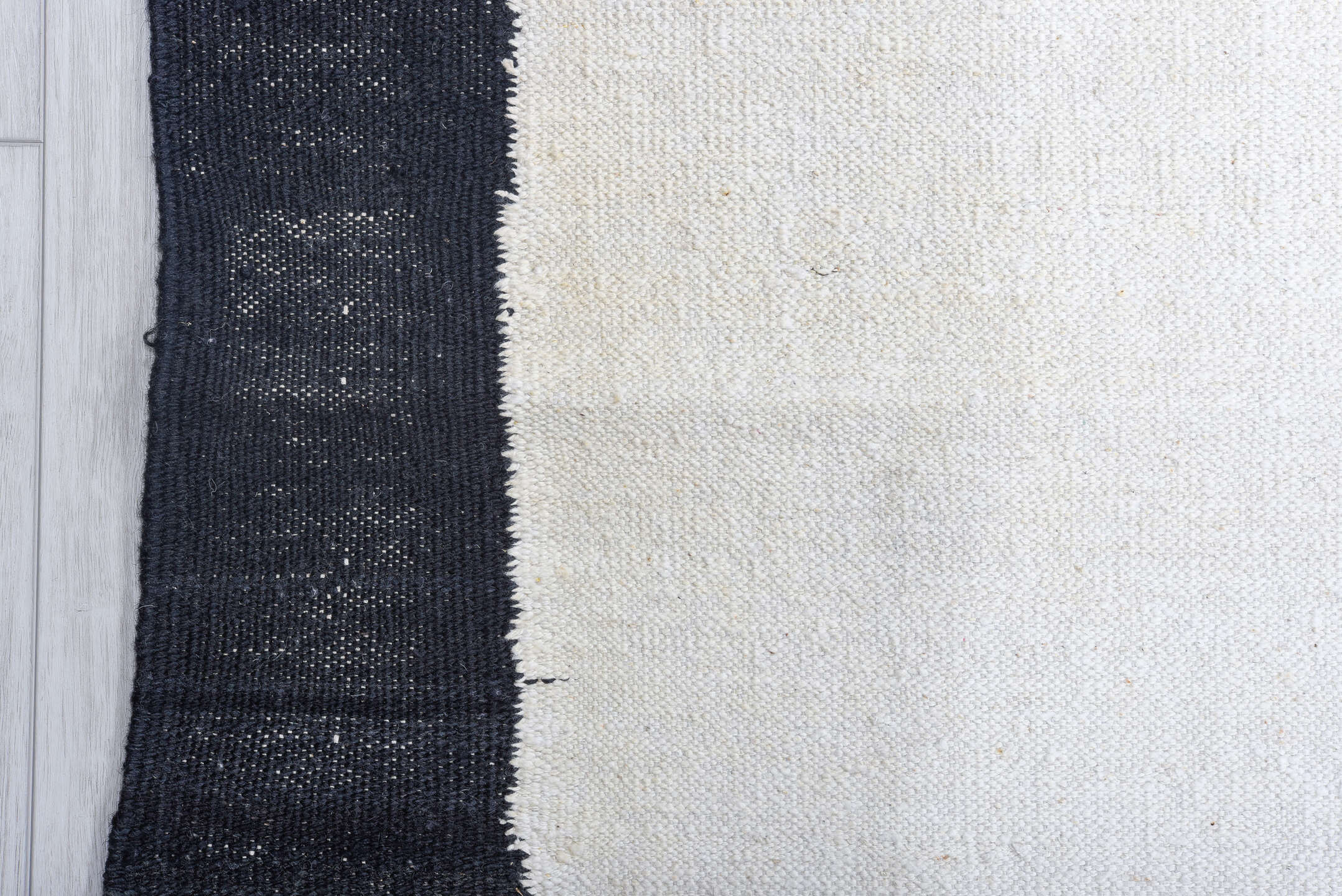 12' x 18' one-of-a-kind handmade vintage Kilim oversize rug. Color palette: ivory, charcoal, gray, black