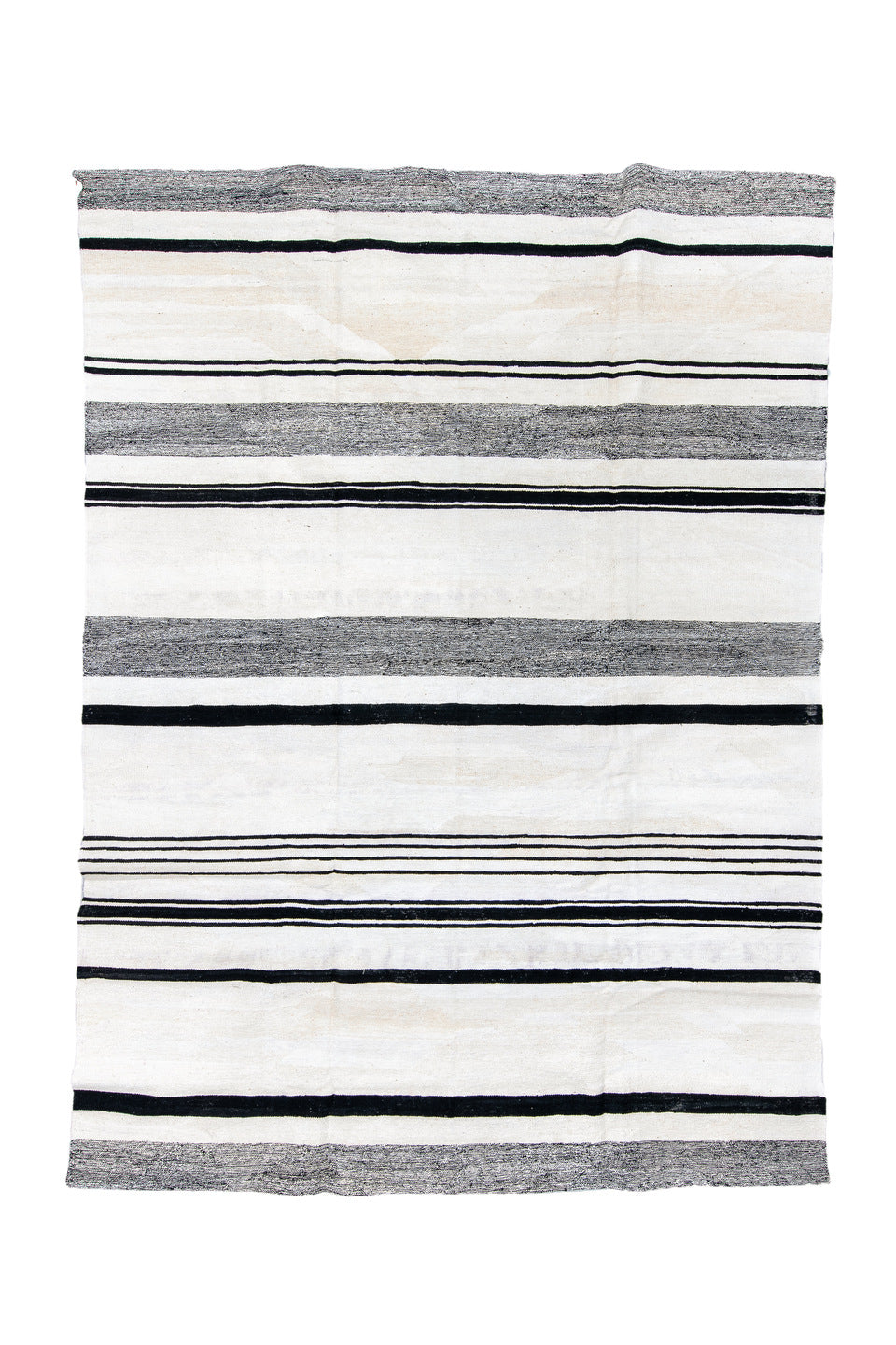 8' x 11' one-of-a-kind handmade vintage Kilim large size rug. Color palette: blue, dark gray, dim gray, gainsboro, gray