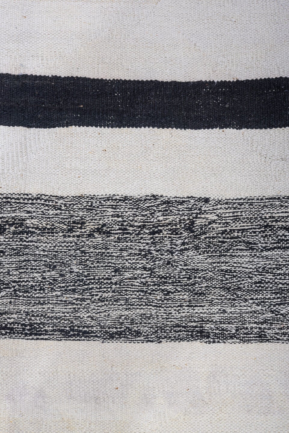 8' x 11' one-of-a-kind handmade vintage Kilim large size rug. Color palette: ivory, black, charcoal, cream, gray