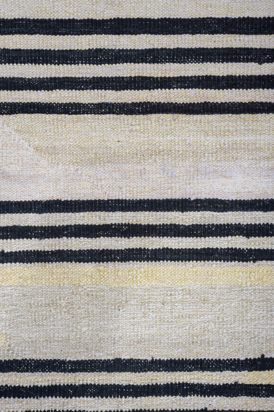 9' x 12' one-of-a-kind handmade vintage Kilim large size rug. Color palette: ivory, black, cream, taupe, beige, gray
