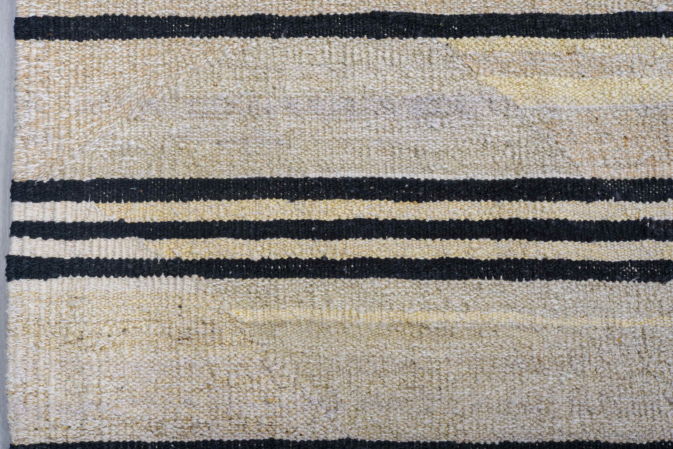 9' x 12' one-of-a-kind handmade vintage Kilim large size rug. Color palette: ivory, black, cream, taupe, beige, gray