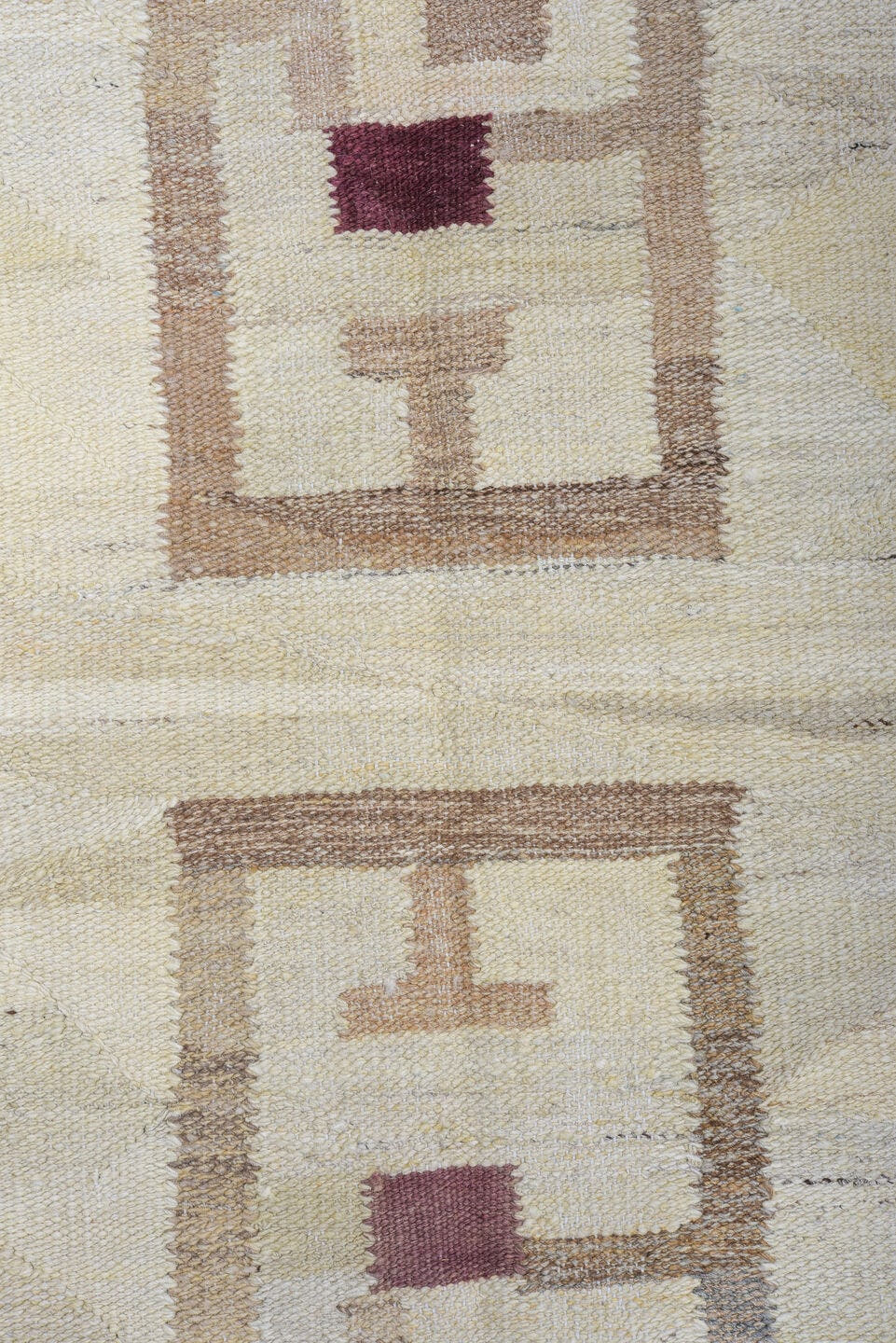 12' x 14' one-of-a-kind handmade vintage Kilim oversize rug. Color palette: ivory, taupe, beige, camel, slate, burgundy