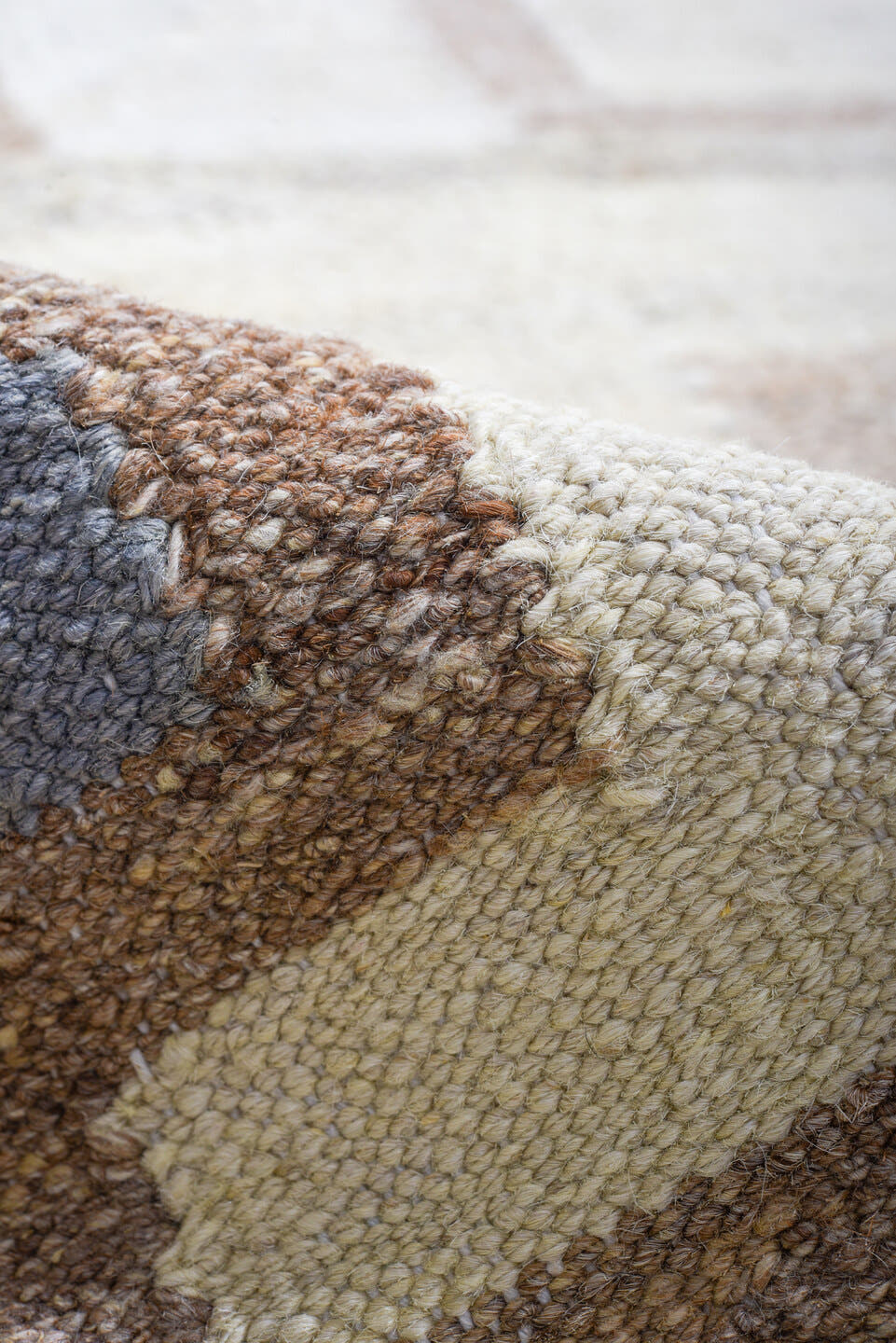 12' x 14' one-of-a-kind handmade vintage Kilim oversize rug. Color palette: ivory, taupe, beige, camel, slate, burgundy