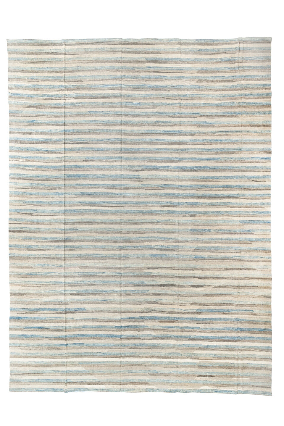14' x 19' one-of-a-kind handmade vintage Tulu oversize rug. Color palette: blue, brown, gainsboro, gray, light blue
