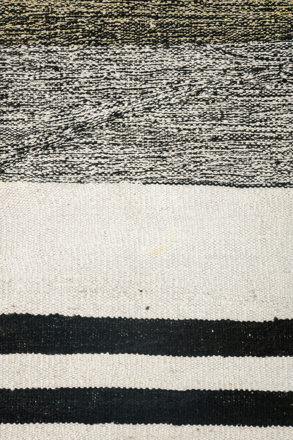 13' x 19' one-of-a-kind handmade vintage Kilim oversize rug. Color palette: ivory, black, charcoal, cream, gray