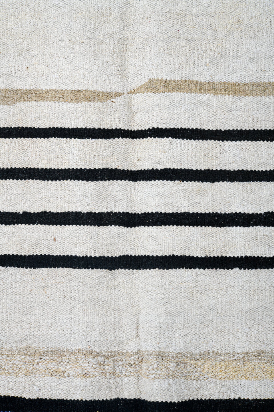 13' x 15' one-of-a-kind handmade vintage Kilim oversize rug. Color palette: ivory, charcoal, black, cream, taupe, gray