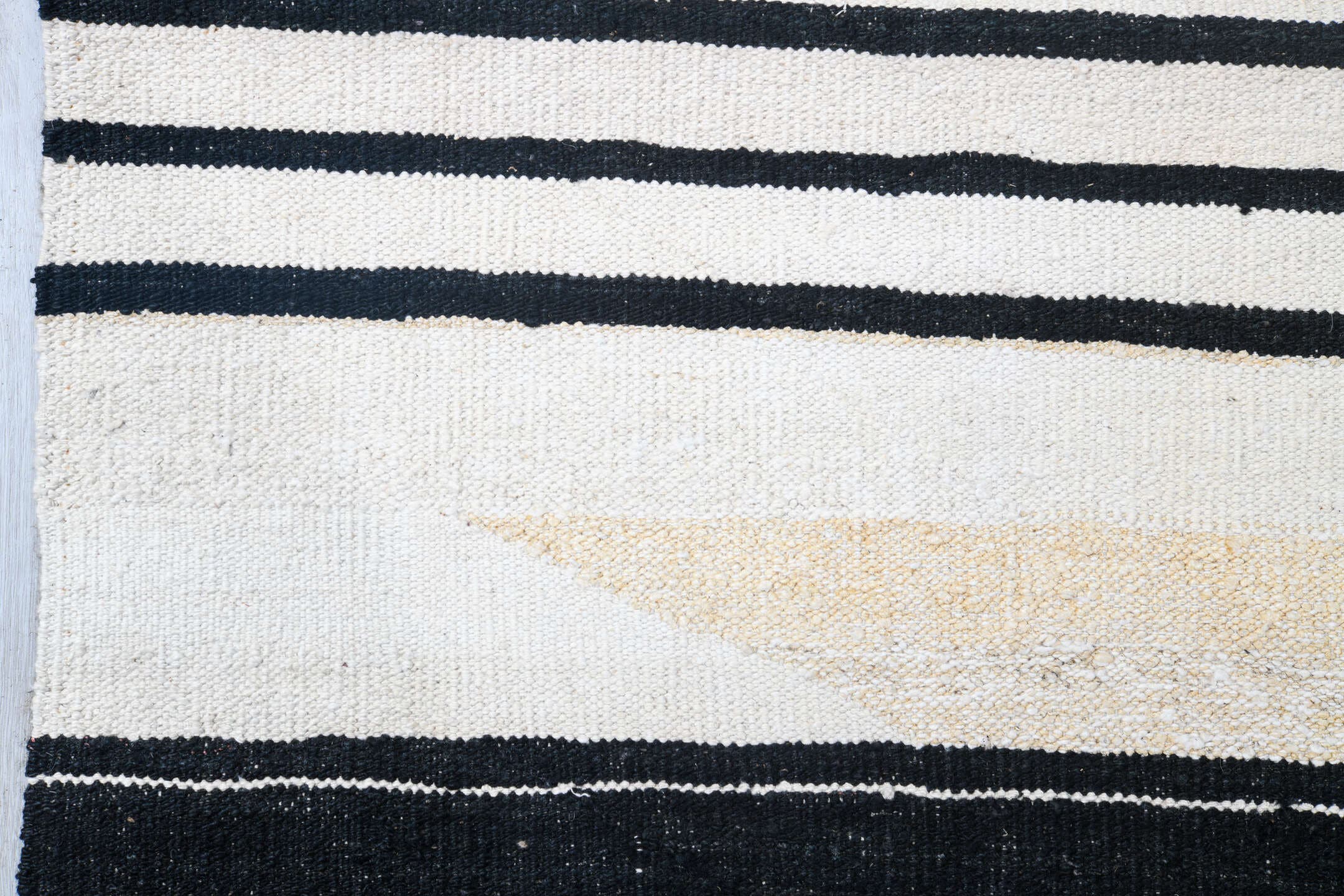 13' x 15' one-of-a-kind handmade vintage Kilim oversize rug. Color palette: ivory, charcoal, black, cream, taupe, gray