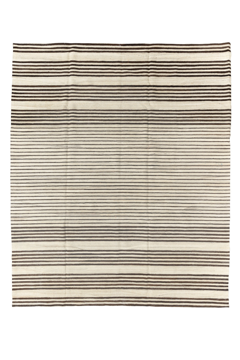 8' x 9' one-of-a-kind handmade vintage Kilim rug. Color palette: antiquewhite, black, brown, dark gray, gainsboro, gray