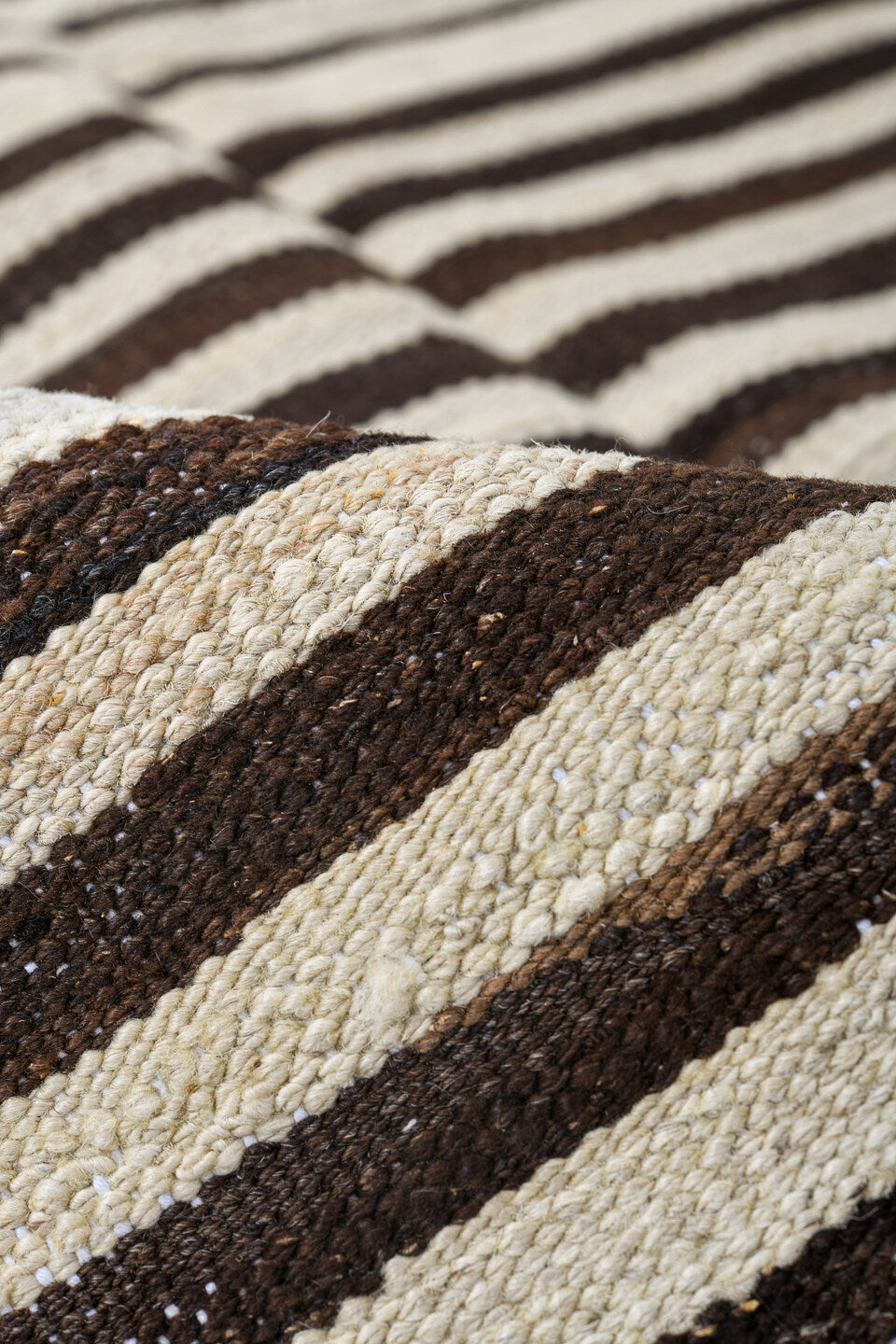 8' x 9' one-of-a-kind handmade vintage Kilim rug. Color palette: ivory, brown, cream, taupe, beige, gray