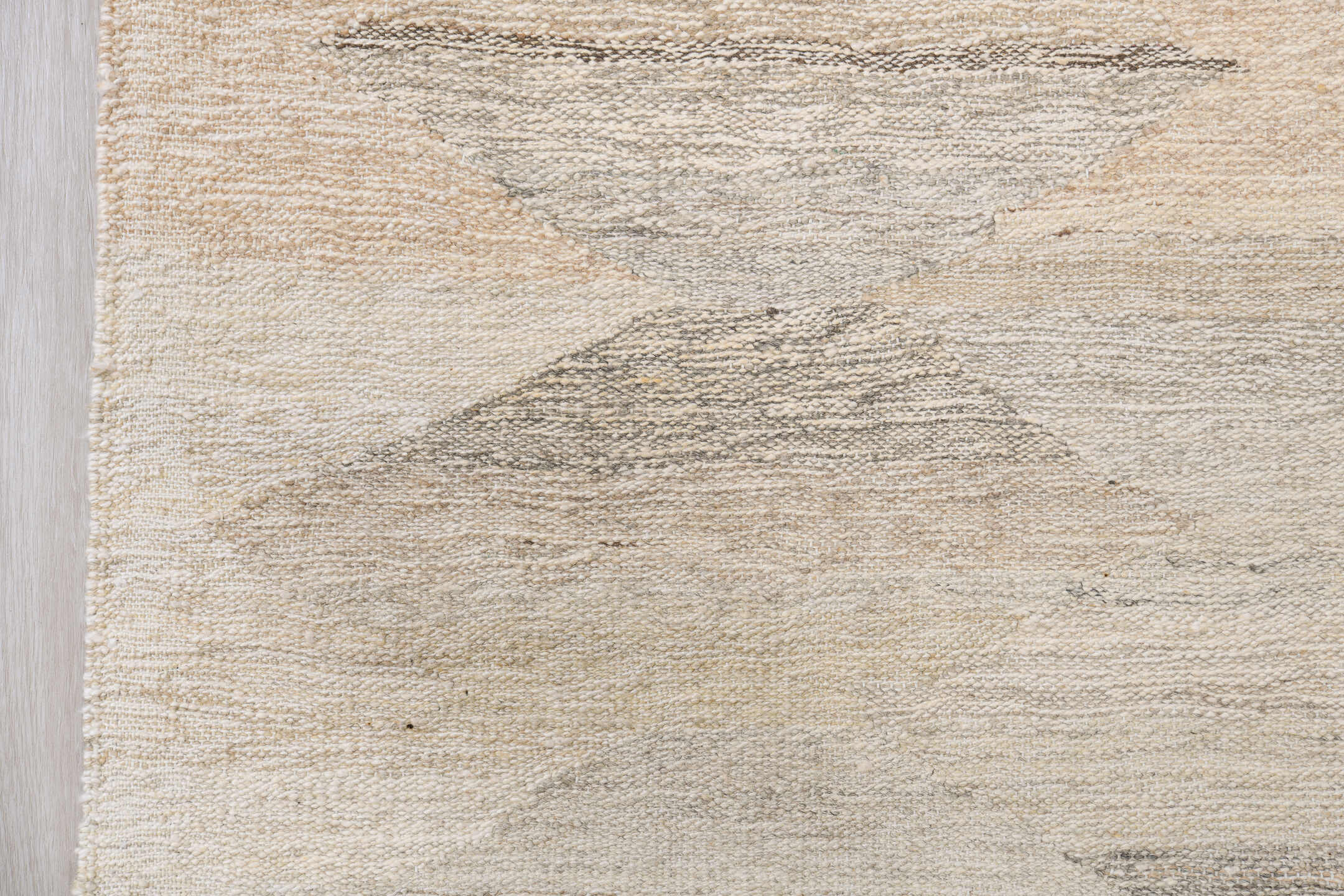 10' x 14' one-of-a-kind handmade vintage Kilim large size rug. Color palette: antiquewhite, brown, dark gray, gray