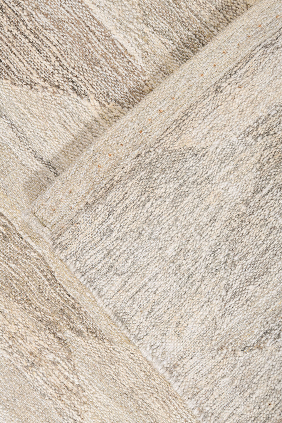 10' x 14' one-of-a-kind handmade vintage Kilim large size rug. Color palette: ivory, cream, taupe, beige, light gray, greige