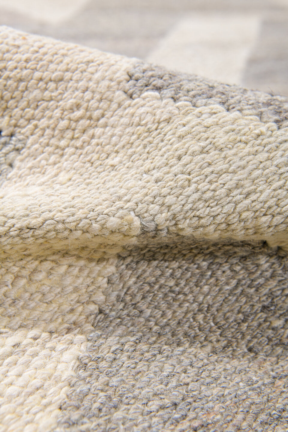 12' x 15' one-of-a-kind handmade vintage Kilim oversize rug. Color palette: dark gray, gray, light gray, off-white, silver