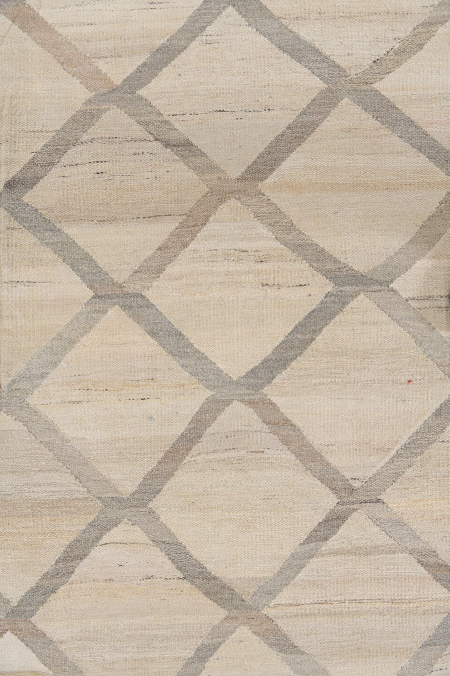 13' x 15' one-of-a-kind handmade vintage Kilim oversize rug. Color palette: ivory, gray, cream, taupe, beige