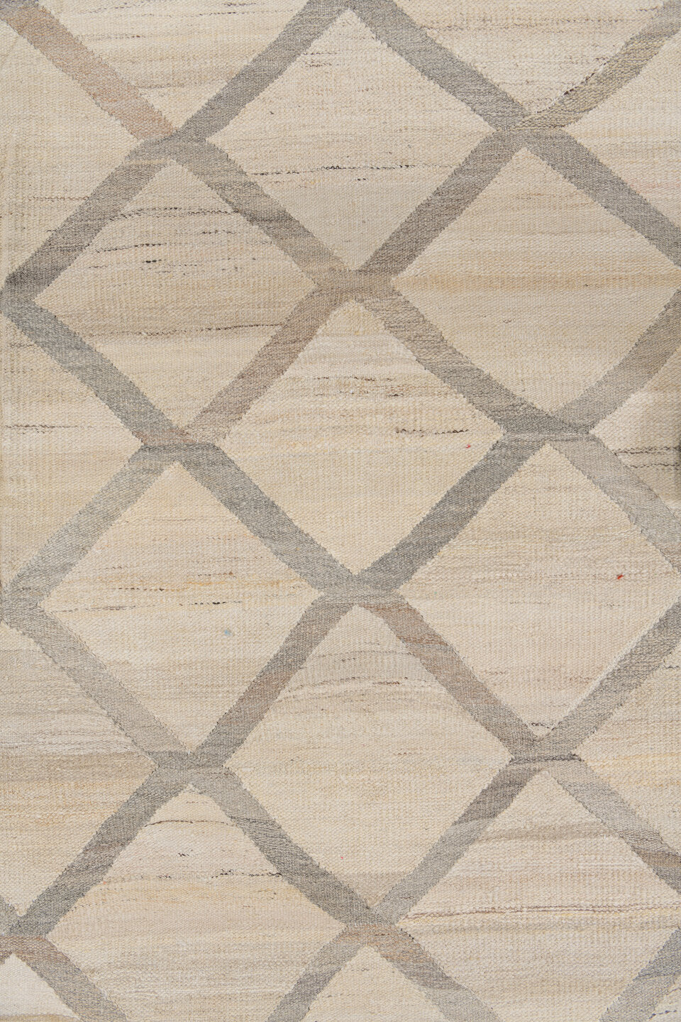 13' x 15' one-of-a-kind handmade vintage Kilim oversize rug. Color palette: antiquewhite, beige, black, brown, charcoal