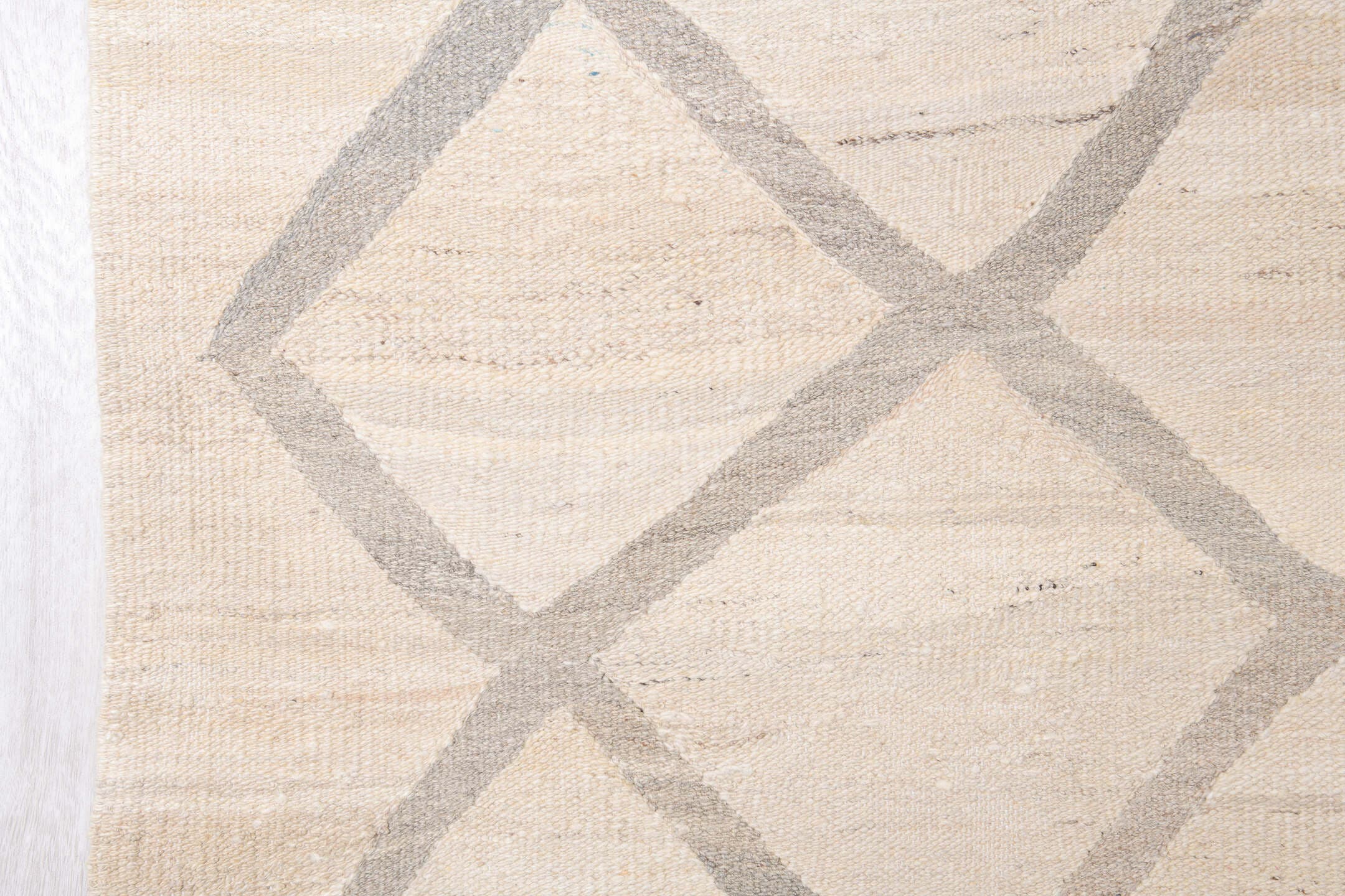 13' x 15' one-of-a-kind handmade vintage Kilim oversize rug. Color palette: ivory, gray, cream, taupe, beige