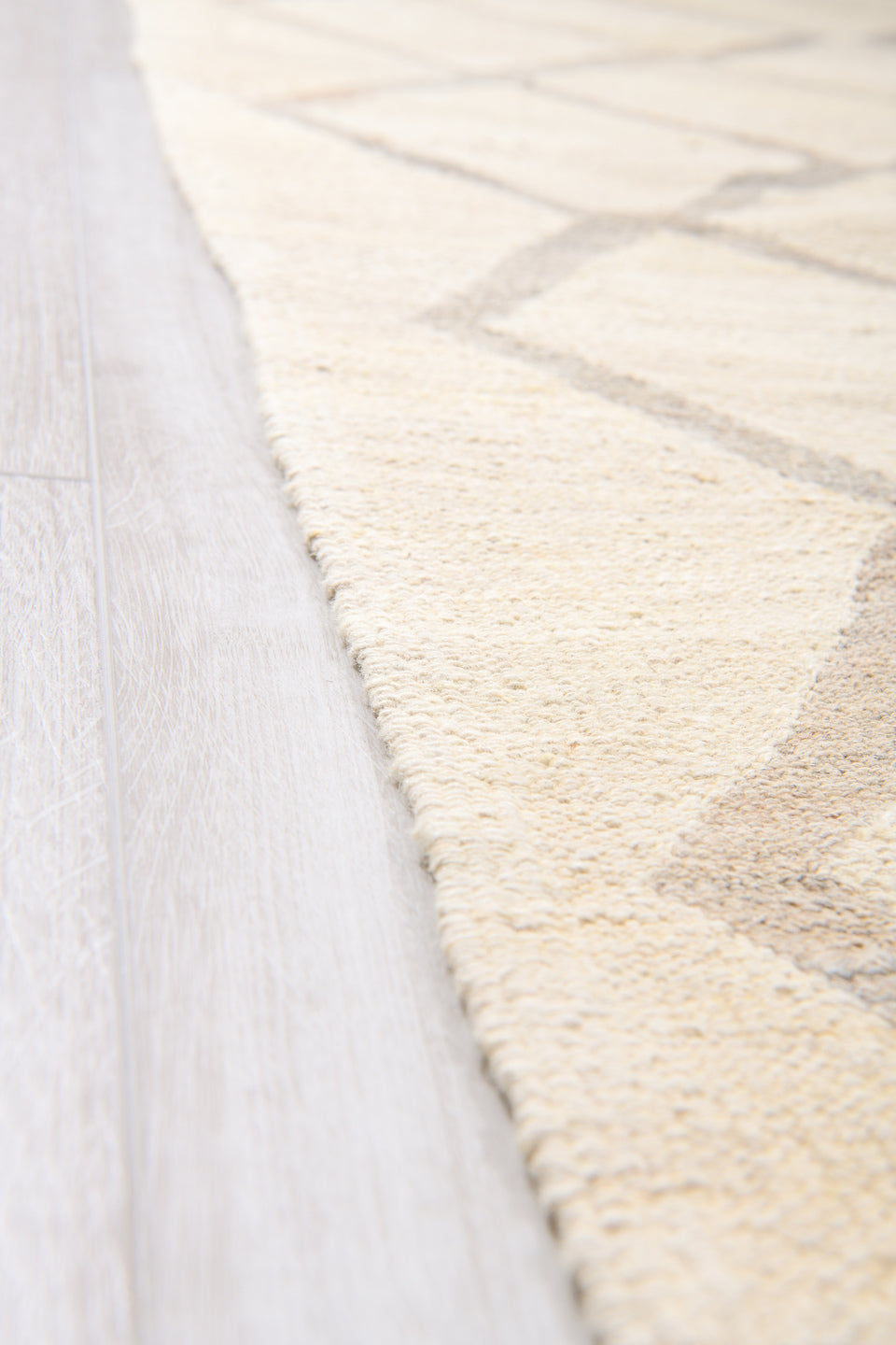 13' x 15' one-of-a-kind handmade vintage Kilim oversize rug. Color palette: antiquewhite, beige, black, brown, charcoal