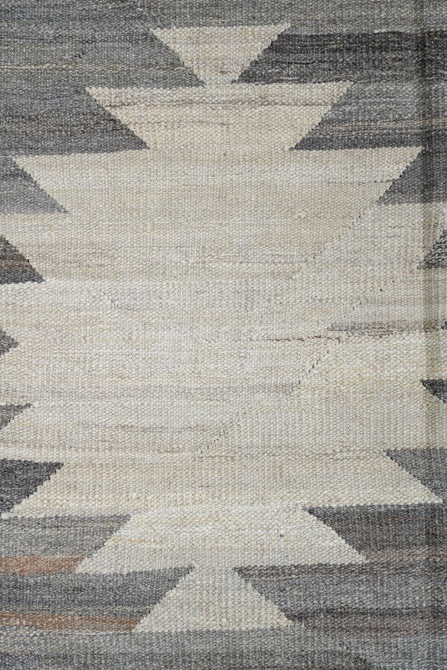 12' x 15' one-of-a-kind handmade vintage Kilim oversize rug. Color palette: ivory, gray, taupe, greige, beige