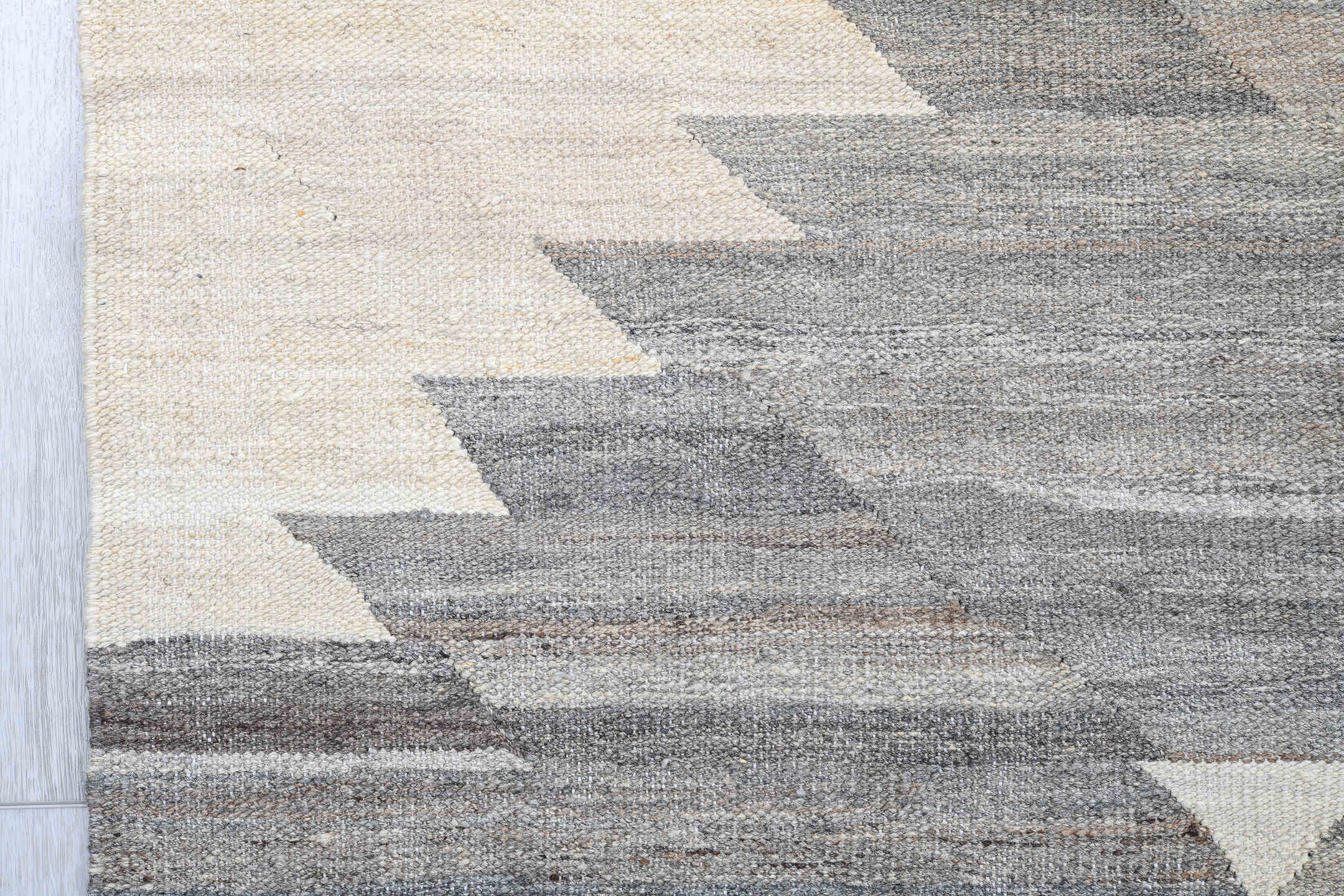 12' x 15' one-of-a-kind handmade vintage Kilim oversize rug. Color palette: antiquewhite, black, charcoal, dark gray