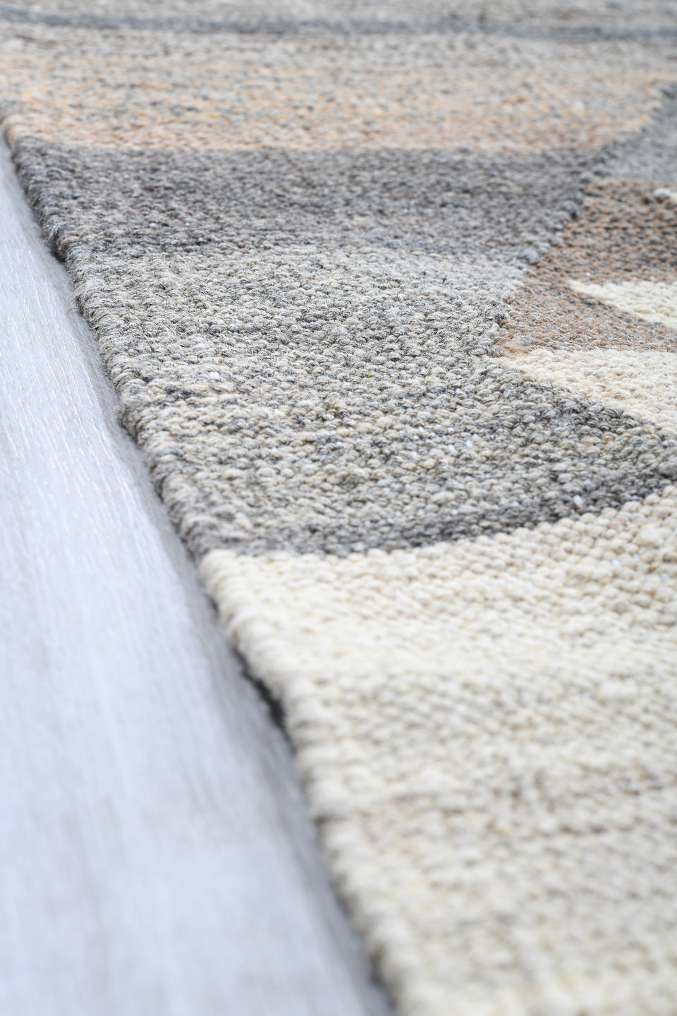 12' x 15' one-of-a-kind handmade vintage Kilim oversize rug. Color palette: ivory, gray, taupe, greige, beige
