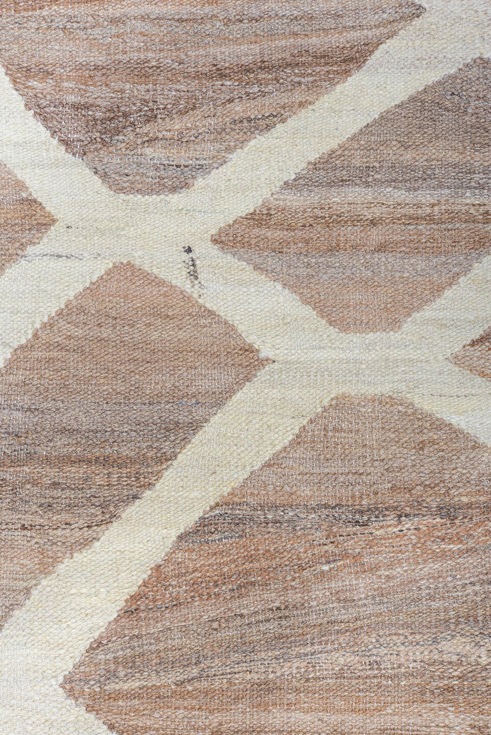 10' x 13' one-of-a-kind handmade vintage Kilim large size rug. Color palette: taupe, ivory, brown, camel, greige, beige